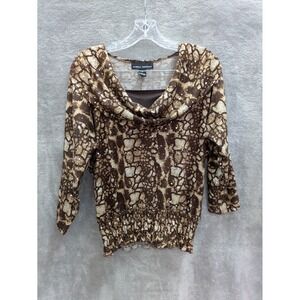 Isabella Rodriguez Top Women's Medium Sequins Cowl Neck Smocked Waist‎ Party